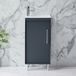 Hudson Reed Meuble lave-mains - 40 cm - Plan vasque encastré - Sur pieds - Anthracite - Poignée moderne chromée