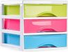 Plasticforte Ladeblokje/bureau organizer 3x lades - multi colour - L18 x B21 x H17 cm - plastic
