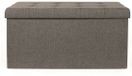 Home Deco Factory Poef/hocker Chique - Opvouwbaar - Stof - Opbergbox - Donkergrijs - Polyester/MDF - 76 x 38 cm