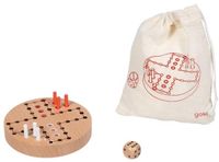 Goki Houten Ludo Spel in Katoenen Opbergzakje