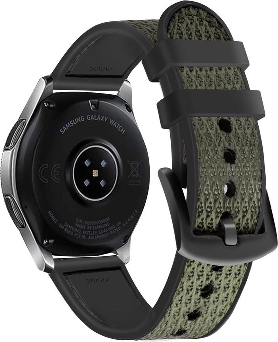 Strap-it horlogeband 22mm - Hybrid nylon bandje geschikt voor Huawei Watch GT 2 46mm / GT 3 46mm / GT 3 Pro 46mm / GT 2 Pro / Watch 3 / Watch 3 Pro - Polar Vantage M / M2 / Grit X / Grit X Pro - groen