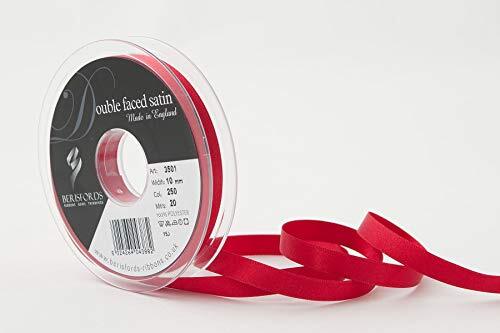 Berisfords Dubbel GEZICHT Poly satijnen lint, rood, 10 mm