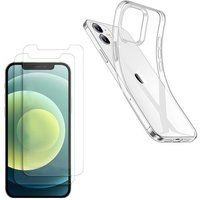 Phonillico® Hoesje voor iPhone 12 MINI (5,4) en 2 geharde glazen