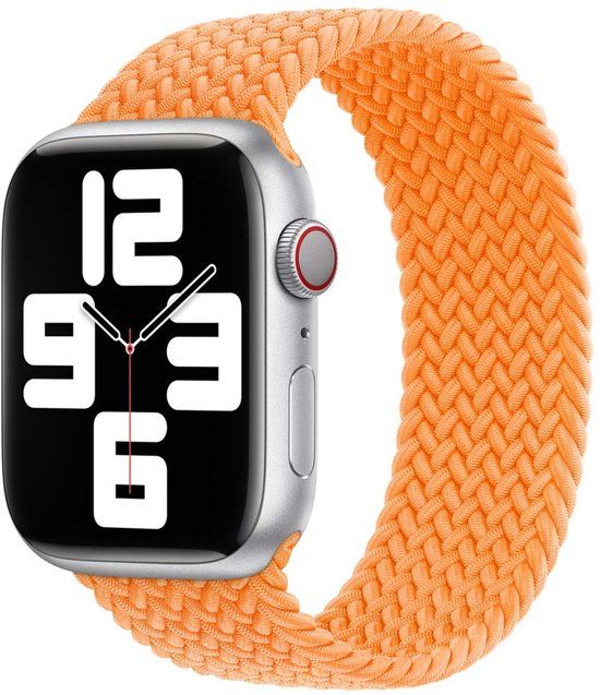 Apple Gevlochten solobandje voor de Apple Watch | 44/45/46/49 mm - Maat 4 - Bright Orange
