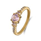 Lucardi Dames Stainless steel ring met roze zirkonia voor dames - Ring - Staal - Goudkleurig - 18 / 57 mm