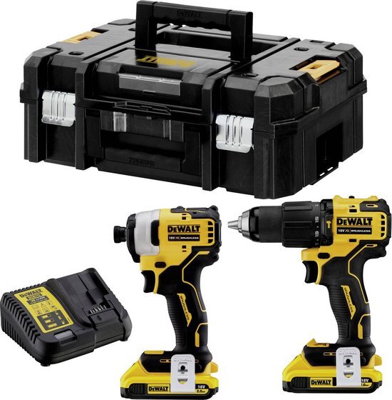 DeWalt Accu schroevendraaier combiset DCK2062D2T 18V klopboorschroevendraaier TSTAK Box II, 2x Li-ion XR accu (2,0 Ah)