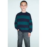 Mango Kids gestreepte sweater - donkergroen