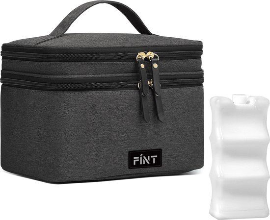 FÍNT® Luxe Koeltas – 12u Koeling – Voor Onderweg – Inclusief Koelelement – Zwart – Kolftas voor moedermelk