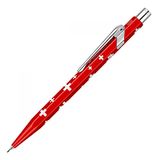 Caran d'Ache Metal-X Basic stifthouder met Zwitserse vlag, metalen behuizing, voor 0,7 mm potloodvullingen, lengte 12,5 cm, 0844.253, rood