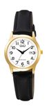 Q&Q C31A-004PY Dameshorloge Analoog Leer Zwart/Goudkleurig Wit
