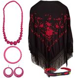 Solidchoice - Écharpe avec broderie florale et accessoires