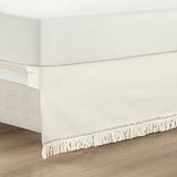 Lush Decor Boho franje 35 cm op maat gemaakte drop easy fit bedrok, koningin, gebroken wit