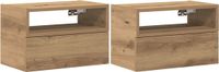 vidaXL Nachtkastjes, wandmontage, 2 stuks, eiken, handwerk, 45 x 26 x 28,5 cm