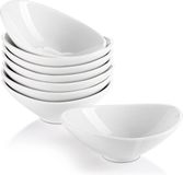 LIFVER Dip Bowls Set van 8, 3 oz Dipping Bowls, Porseleinen Serveerschalen, Sojasaus Gerechten voor BBQ, Salade, Tomatensaus en Feestdiner, Wit