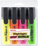 Edding 345 markeerstift 4 stuk(s) Groen, Oranje, Roze, Geel Beitelvormige punt