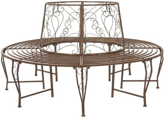 vidaXL Boom bank 8-Aantal zitplaatsen Ø 160 x 89 cm Staal Antiek Bruin