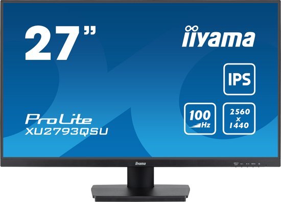 Iiyama PROLITE XU2793QSU-B6 - LED-monitor - 27&quot;- 2560x1440 WQHD - IPS - 250 cd/m&#178; - 1300:1 - 1 ms - 1x HDMI, 1 x DisplayPort - luidsprekers - zwart