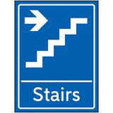 VSafety Trappen Pijl Rechts Teken - 150x200mm - Blauw Zelfklevende Vinyl