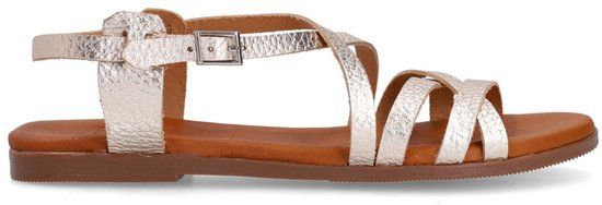 Manfield - Dames - Gouden leren sandalen - Maat 36