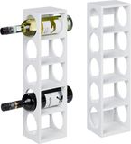 Merkloos Relaxdays Wijnrek - voor 5 flessen - set van 2 - bamboe - 53 x 14 x 12 cm - keuken - wit