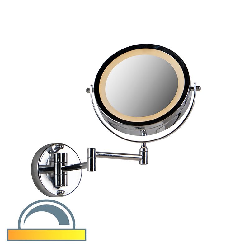 QAZQA Vicino - Ronde make up wandspiegel chroom met dimmer