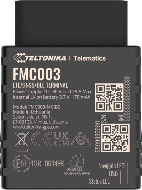 Teltonika FMC003 4G LTE Cat 1 tracker met OBD OEM gegevensuitlezing
