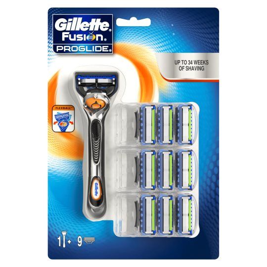 Gillette Fusion Proglide Scheersysteem - Grijs/Oranje - 9 Mesjes