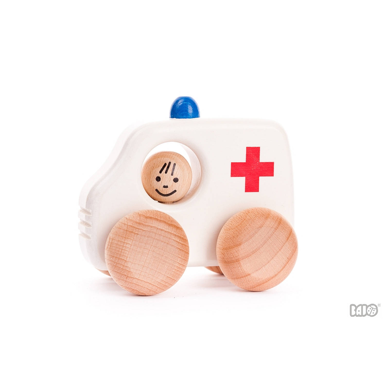 Bajo houten speelgoedvoertuig ambulance - 10 cm