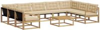 vidaXL Hoek loungeset 9 zitplekken Acacia hout Wit en Beige