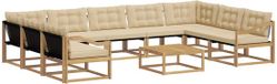 vidaXL Hoek loungeset 9 zitplekken Acacia hout Wit en Beige