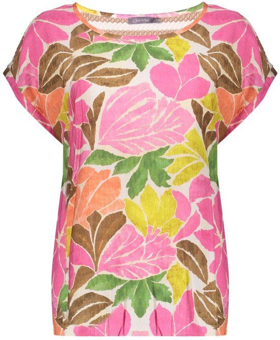 Geisha T-shirt 63284 20 - Gebloemd - Viscose/Polyamide - Maat L