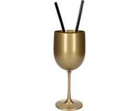 Merkloos Wijnglas - Onbreekbaar - Goud - Kunststof - 480 ml