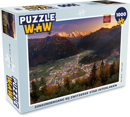 MuchoWow Puzzel Zonsondergang bij Zwitserse stad Interlaken - Legpuzzel - Puzzel 1000 stukjes volwassenen