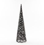 Anna's Collection LED kegel kerstboom lamp - zwart - 16 x 60 cm - piramide - timer