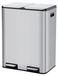 Poubelle 60 litres - Poubelle double - 2 x 30 litres - 2 compartiments - Inox - Convient pour la cuisine - Recyclage