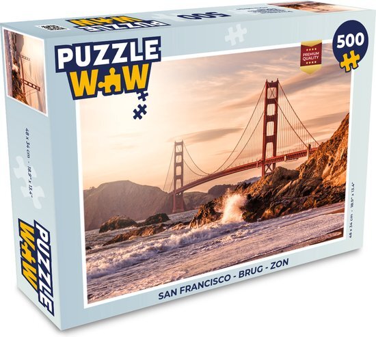 MuchoWow Puzzel San Francisco - Brug - Zon - Legpuzzel - Puzzel 500 stukjes