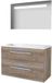 Basic Line Economic 46 Badkamermeubelset - 100 x 46 cm - Met Grepen - 2 Lades - Acryl Wastafel - 2 Kraangaten - Spiegel met LED Verlichting - Scotch Oak