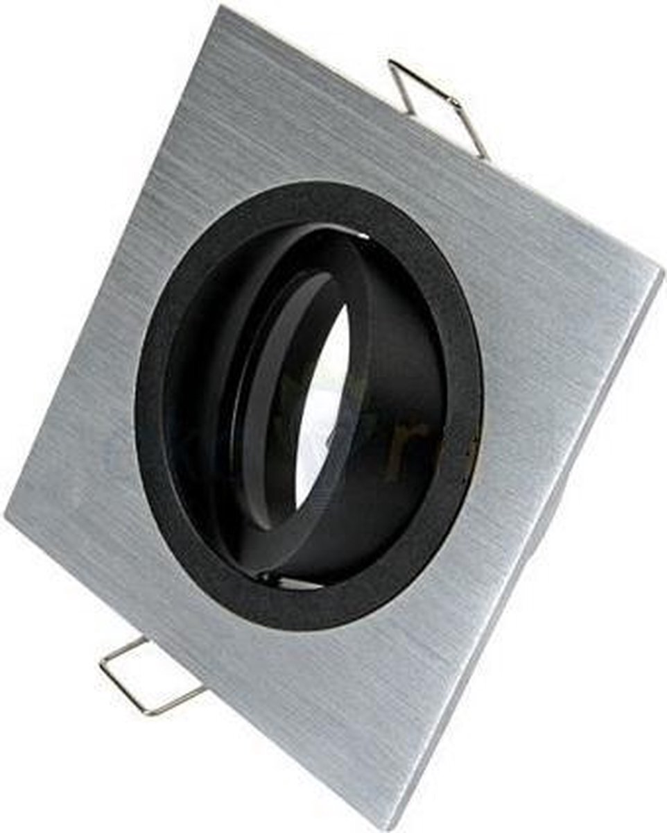 ABC-LED Inbouw spot GU10 aluminium vierkant armatuur zilver/zwart