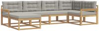 vidaXL Hoek loungeset 6 zitplaatsen Wit en lichtgrijs Polyester
