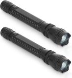 Merkloos 2x LED zaklampen zwart aluminium 16 cm met batterijen in geschenkdoos