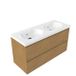 Saniclass Holz Pure Badkamermeubelset - 120x45x63.5cm - Palermo keramische wastafel wit - 2 wasbakken - zonder kraangaten - 4 lades - mat eiken natural (hout) SW1420790/SW24920