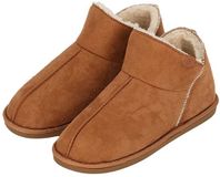 Apollo sloffen - dames - cognac - voering wol - suede - pantoffels - met antislip - laag - 39/40