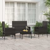 Prolenta Maison Exclusive - 4-delige loungeset voor de tuin met kussens, zwart, van polyrotan