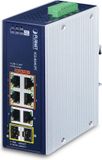 Planet IP30 Industrial 4-Port Unmanaged Gigabit Ethernet PoE Switch Blauw, Wit