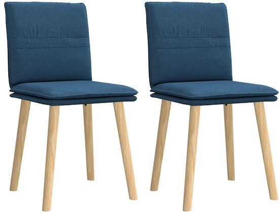vidaXL Eetkamerstoelen 2 stuks stof blauw