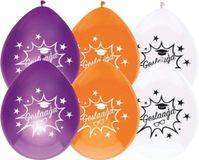 Haza Ballonnen geslaagd thema - 32x - oranje/wit/paars - latex - 27 cm - examenfeest versiering
