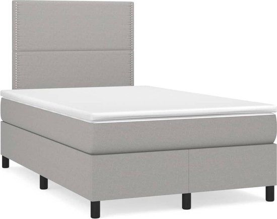 vidaXL Boxspring Bed - 120x200 cm - Lichtgrijs - Stof