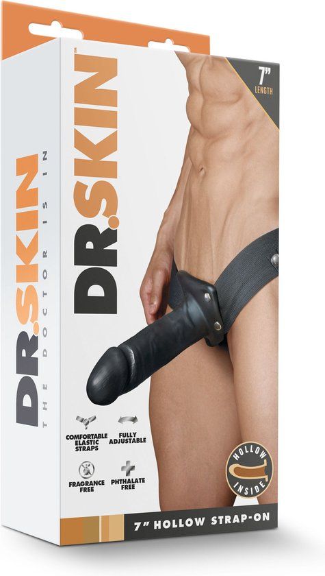 Blush Dr Skin Holle Voorbinddildo - Zwart - 17 cm