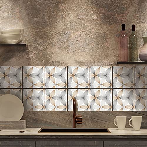 Adesign Pack van 32 tegelstickers - decoratieve tegels lijm voor badkamer en keuken - Design Decals; Peel en Stick; Zelfklevende verwijderbare tegels voor woondecoratie; Backsplash voor keuken (?1026-?OST)