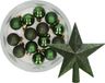 Decoris Boules de Noël 15 pièces 3 cm Vert foncé Plastique